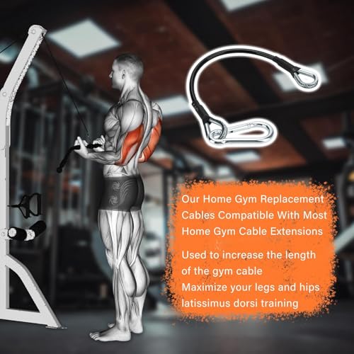 10" Gym Cable Extension Compatible with Bowflex Home Gym Accessories,for LAT/Tricep Pull Down and Leg Extensions Machine - size: 39'' 2PCS