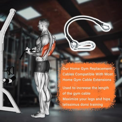 10" Gym Cable Extension Compatible with Bowflex Home Gym Accessories,for LAT/Tricep Pull Down and Leg Extensions Machine - size: 39'' 2PCS