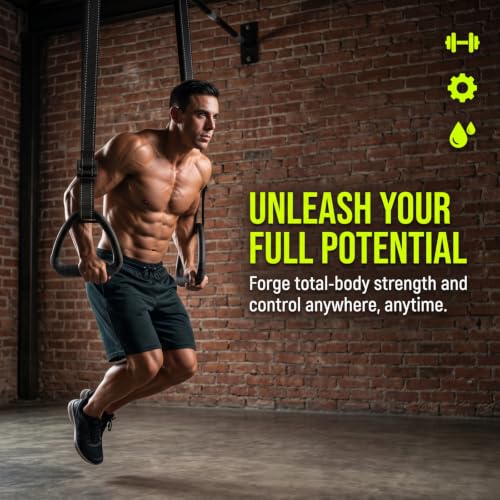 Gymnastic Rings, Gymnastic Rings Equipment, Pull-up Gymnastic Rings, Home Gymnastic Rings no-Punch bar Lanyard for Training Workouts - color: Black