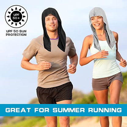 4 Pack Cooling Hoodie Towels Cooling Towels for Neck and Face Head Wrap UPF 50 UV Sun Protection for Sport Workout Camping(Black and Gray,Classic Style)