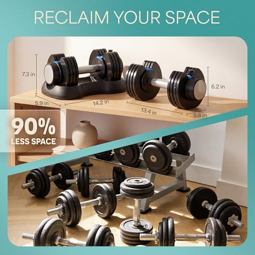 LifePro Adjustable Dumbbells Set – Quick-Adjust Space-Saving Weights with Anti-Slip Handle for Home Gym Strength Training - color: 25lb Pair Pin Adjustment