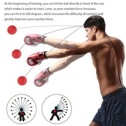 Box Ball Set - 3 Difficulty Levels Boxing Reflex Ball Headband for Reaction, Agility, Hand Eye Coordination Training