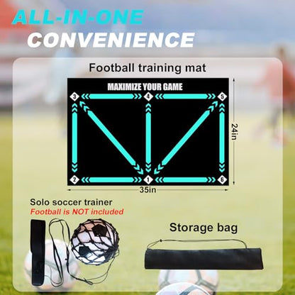 Non-Slip Thickened Soccer Training Mat with Guide - color: Black-Blue