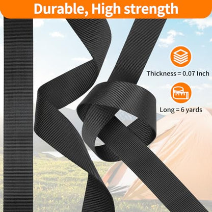 BEYOURD Heavy-Duty Buckles and Strap Set 1-1/2": 6 Yards of Thick Nylon Webbing, 6-Pack Adjustable Quick Side Release Plastic Buckles, 12 Tri-Glide Slide Clips, Black (1-1/2" Combo Set) - style: 1-1/2" Combo Set
