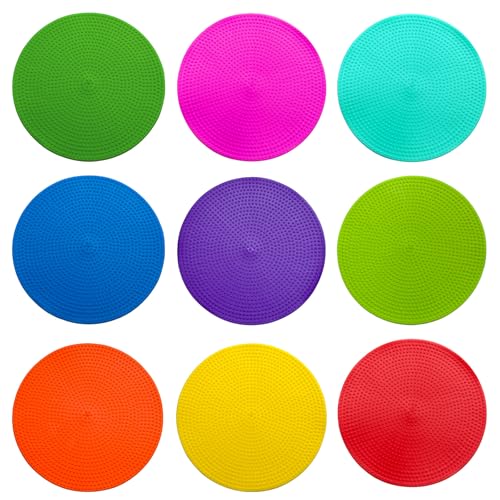 LAZR Non Slip Agility Marker Aggregate Dots 4.72 inch 9 inch Floor Dot Marker for Classroom Dance Sports Football Basketball Speed Agility Training - style: 9inch 9pcs(9colors)