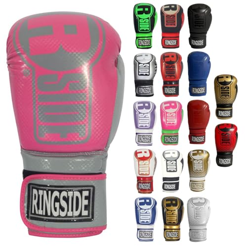 Ringside Apex Bag Gloves, IMF-Tech Boxing Gloves with Secure Wrist Support, Synthetic Boxing Gloves for Men and Women - color: Pink/Grey, size: Small-Medium