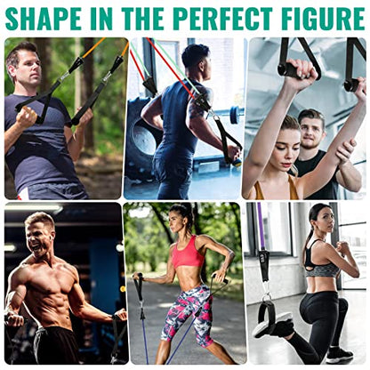 Resistance Bands for Working Out, Exercise Bands with Handles, Stretch Bands for Exercise, Workout Bands with Door Anchors for Physical Therapy & Strength Training