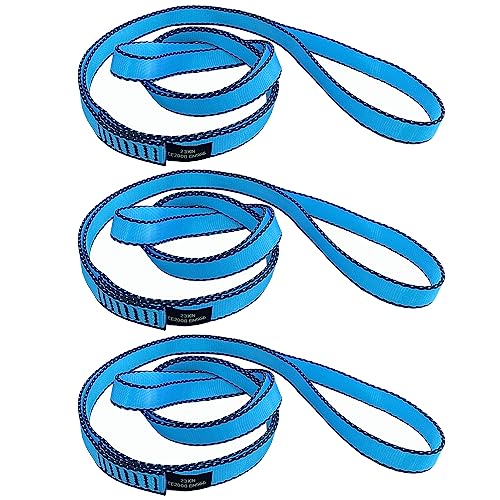 18MM Nylon Climbing Slings Runners 23 kN Strong Webbing Straps for Rock Climbing, Rappelling, Swing, Yoga Hammock etc - color: 3PCS Blue, size: 24inch/60cm