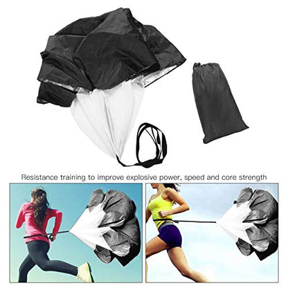 Speed Training Drag Parachute Running Strength Exercise Umbrella with Adjustable Belt fit for Athletes Gym Workout Gear fit for Sprinting - color: Black