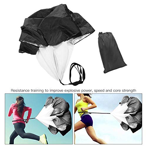 01 Running Parachute, Pongee Coating Training Umbrella, 1Pcs 5‑15kg Resistance for Sports Outdoor(Black)