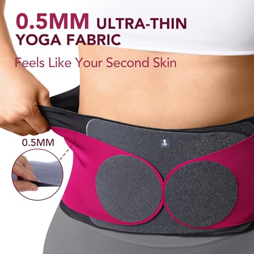 0.5mm Ultra Thin Back Brace for Women Men, Seamless Yoga Fabric for All Day Comfort, Wear under Clothes, Enhanced Lumbar Pad for Lower Back Pain Relief, Sciatica, Posture, Lifting, Rose, Size L