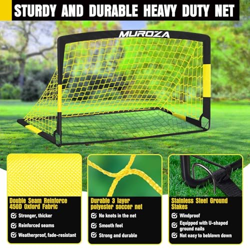 Agility Ladder & Soccer Goal Training Set, 20ft Speed Ladder with Cones, Hurdles, Jump Rope & Parachute, Plus 2 Pack Pop Up Kids Soccer Goals with Ball & Cones for Backyard Sports Practice