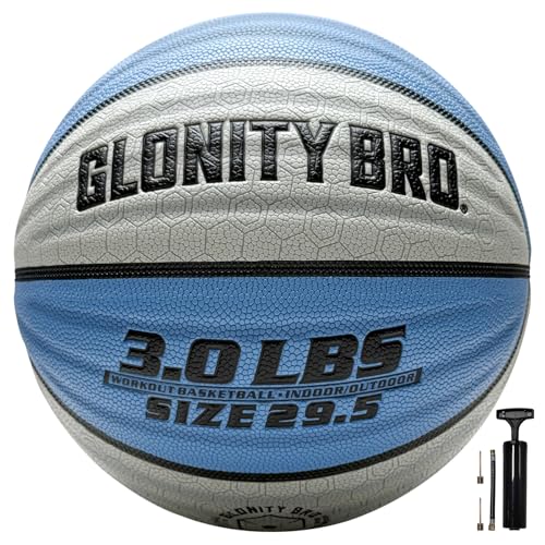 Weighted Basketball Non-Slip 28.5"/29.5", 2.2LBS/3LBS, Outdoor/Indoor Heavy Training Ball, Used to Increase Strength - color: Blue+Grey, size: 3LBS, Size 7, 29.5"