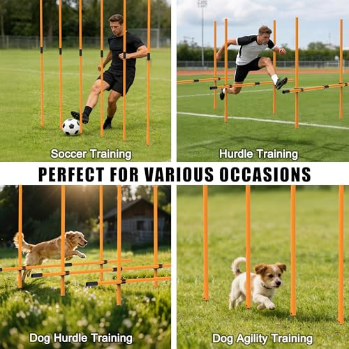 Hikeen Agility Poles, 6 Pack 6ft Soccer Training Poles, Adjustable Detachable Speed and Agility Training Equipment for Football, Practice Accessories for Adults Youth