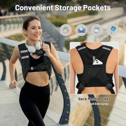 MIKOLO Weighted Vest, 8lb/12lb/16lb Weight Vest for Women & Men, Weight Vest with Reflective Stripe for Walking, Running, Strength Training & Workout(8lb) - size: 8lb