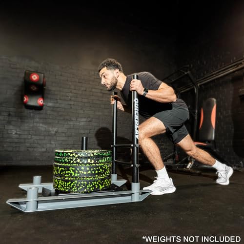 QUICKPLAY Weight Training Push/Pull Sled or Pull Sled Only- Heavy Duty Steel for Strength & Conditioning Workout Build Explosive Power, Speed & Agility- Folding, Compact Design For 50mm Olympic Plates