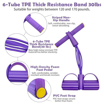 Multifunctional Pedal Resistance Band with Handle,4/6/8 Tubes for All Weights,Upgrade Heavy-Duty TPE Tubes with 300% Stretch for Full Body Workouts.