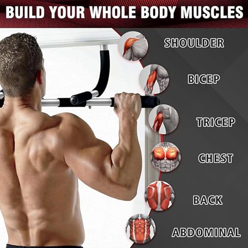 SteelCrush Pull Up Bar for Apartment – No Damage Door Frame Chin Up Bar, No Screws, Fits 27–36" Doorways, Multi-Grip Upper Body Workout Bar, 330 lbs Capacity