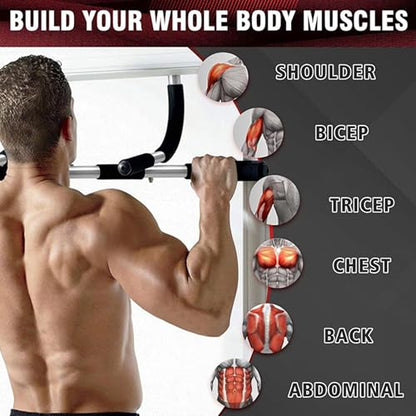 SteelCrush Pull Up Bar for Apartment – No Damage Door Frame Chin Up Bar, No Screws, Fits 27–36" Doorways, Multi-Grip Upper Body Workout Bar, 330 lbs Capacity