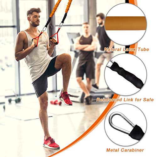 14PCS Resistance Bands Set, Exercise Bands for Men & Women, 20lbs to 40lbs Workout Bands, Elastic Resistance Bands with Door Anchor, and Ankle Straps for Training, Yoga