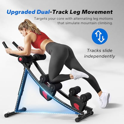 MERACH Ab Machine, Adjustable Ab Trainer Machine, AB Workout Equipment for Home Gym, Independent Dual Tracks for Mountain Climber, Foldable for Home Exercise, Load Capacity 440 LBS