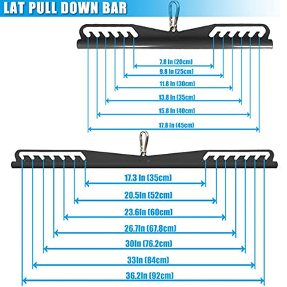 LAT Pulldown Attachments for Cable Pulley System Machine, T-bar Row Landmine Attachment, Home Gym Fitness Spreader Bar, Multi-Grip Wide LAT Pull Down, Neutral Grip Handle