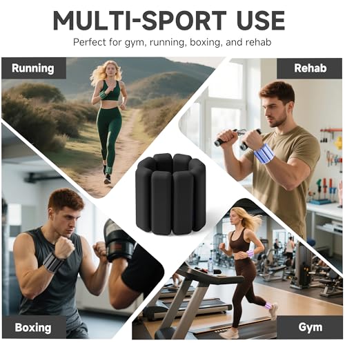 Weighted Bangles for Wrist and Ankle Weights for Women 1LB Each (Set of 2) | Workout Weights for Yoga, Pilates & Walking | Leg & Arm Weights Men BLACK