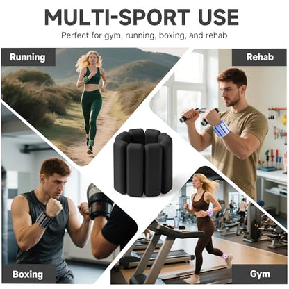 Weighted Bangles for Wrist and Ankle Weights for Women 1LB Each (Set of 2) | Workout Weights for Yoga, Pilates & Walking | Leg & Arm Weights Men BLACK