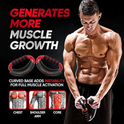 Legend Pushup – Advanced Push-Up Bars to Eliminate Wrist Pain, Generate More Muscle Growth, Deliver Faster Results, and Prevent Plateaus – Rocking Handle Design for Natural Movement and Effective Workouts
