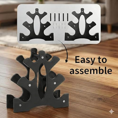 Dumbbell Rack Stand - 3 Tier Compact Weight Storage Organizer for Small Hand Weights, Neoprene & Vinyl Dumbbells - Portable Heavy Duty PP Plastic Weight Holder for Home Gym, Office, Exercise,9x8.8x3.3in (Dumbbells Not Included)