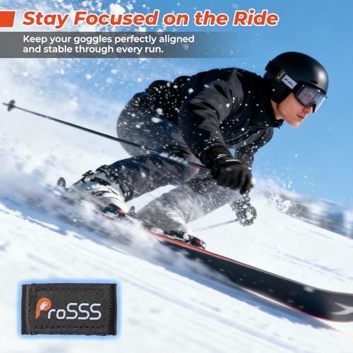 Ski Helmet Goggle Strap Retainer, Adjustable Hook & Loop Clip with 3M Adhesive, Fits 1.5”-2.75” Straps, 2 Pack - size: 2 PC