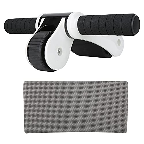 2 Wheels Ab Roller Wheel, Abdominal Muscle Exerciser, Dual - Wheel Core Trainer with Knee Pad for Home Gym, Stable Aluminum Alloy ABS Design for Full - Body Workout - color: White