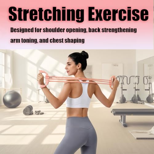 Figure 8 Resistance Bands with Handles, 6 Tube Adjustable Resistance Bands for Arms Back Exercise, Arm Bands for Workout, Strength Training & Full Body Fitness