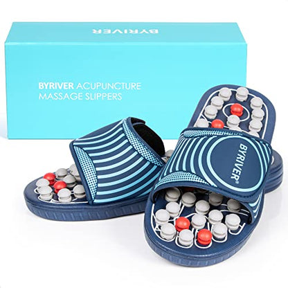 BYRIVER Reflexology Foot Massager Tools, Acupuncture Massage Slippers Shoes Sandals Mat, Stress Plantar Fasciitis Relief Gifts for Men Women, Relieve Heel Arch Arthritis Neuropathy Pain (05M) - color: Blue Spring Slippers, size: M-Women(9-11) Men(7-9)