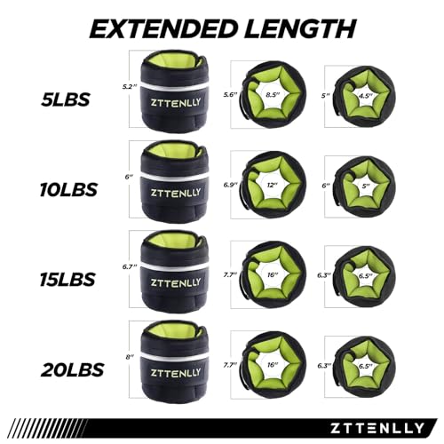 Adjustable Ankle Weights 1-5/10/15/20LBS Pair with Carry Bag - Breathable Fabrics, Reflective Trim - Strength Training Leg Wrist Arm Ankle Walking Weights Sets for Women Men Kids - color: Green, size: 10 lbs Pair (5 lbs Each)