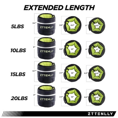 Adjustable Ankle Weights 1-5/10/15/20LBS Pair with Carry Bag - Breathable Fabrics, Reflective Trim - Strength Training Leg Wrist Arm Ankle Walking Weights Sets for Women Men Kids - color: Green, size: 10 lbs Pair (5 lbs Each)