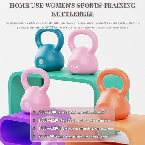 Kettlebell Weights Home Use Women's Sports Training Kettle Bells, Gym Arm Muscle Training Kettle Ball, Weight Loss, Small Space(Pink-15LB)