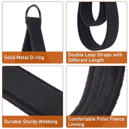 Pilates Straps - Double Loop D-Ring Straps for Reformer, Padded, Home Gym Workout