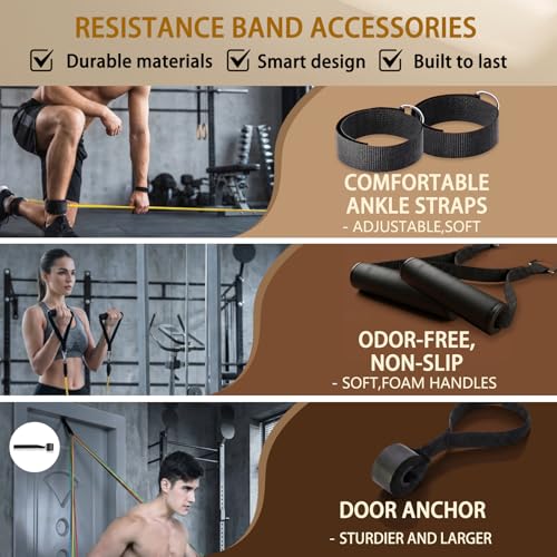 Resistance Bands with Handles, Workout Bands, Exercise Resistance Bands Set for Men & Women, Fitness Bands for Resistance Training, Physical Therapy, Home Workout Set
