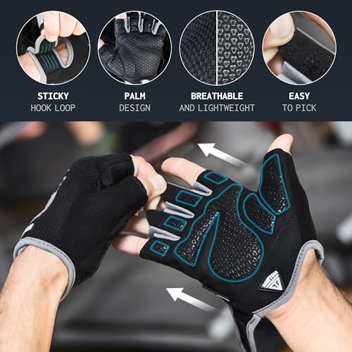 Workout Gloves for Men and Women, Fingerless Weight Lifting Gloves with Cushioned Palms, Gym Gloves for Exercise Fitness Training Climbing Cycling, Breathable and Lightweight - size: Large