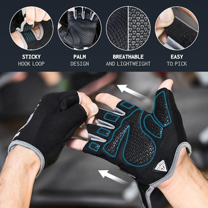 Workout Gloves for Men and Women, Fingerless Weight Lifting Gloves with Cushioned Palms, Gym Gloves for Exercise Fitness Training Climbing Cycling, Breathable and Lightweight - size: Large