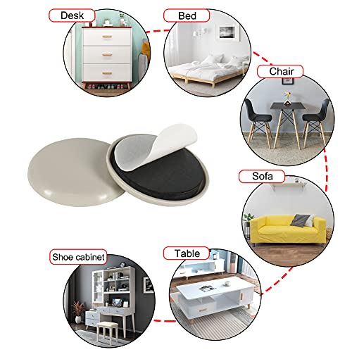 Shintop Furniture Sliders, 12Pcs 2 Inch Adhesive Furniture Movers - size: 12pcs 2" Beige