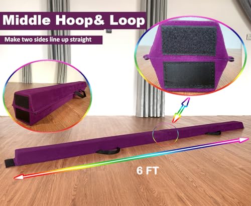 MARFULA 6 FT / 8 FT / 9 FT Folding Gymnastics Beam Foam Balance Floor Beam - Extra Firm - Suede Cover - Anti Slip Bottom with Carry Bag for Kids/Adults Home Use