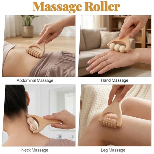 3Pcs Wooden Massage Tools - Handheld Wooden Massage Roller for Full Body Muscle Men Women