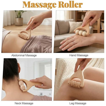 3Pcs Wooden Massage Tools - Handheld Wooden Massage Roller for Full Body Muscle Men Women