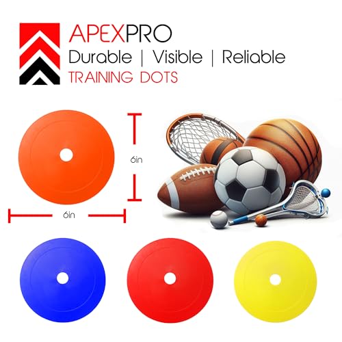 Spot Markers for Coaches/Training Equipment (Set of 10) Dots/Flat Cones - Non-Slip Spot Marker for Games and Sport Activities. Soccer, Football, Baseballm Basketball and More