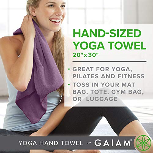 Gaiam Yoga Hand Towel (30" W x 20" L), Quick Dry & Lightweight Sports Towel, Soft Microfiber Fabric, Designed for Hot Yoga, Pilates, Sports, Workout & More