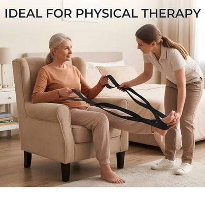 Stretching Strap with 12 Loops, Non-Elastic Physical Therapy with Carry Bag | Premium non elastic yoga straps for injury recovery, rehab flexibility training, hamstring stretch & physical therapy