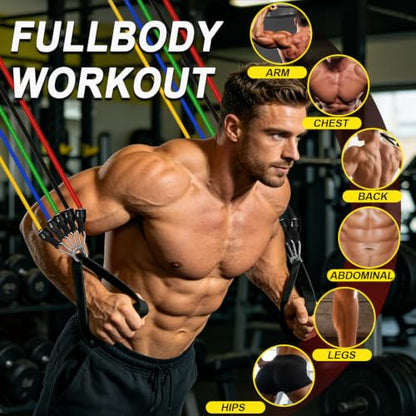 WHATAFIT Resistance Bands with Handles, 5-Level Exercise Bands for Workout - color: Various