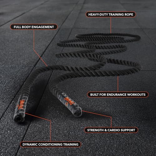 Spalding - Battle Rope for Strength & Conditioning, 22 ft Heavy Duty Training Rope for Cardio, Endurance & Full Body Workout, Durable Fitness